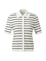 Tencel Stripe Women Short Sleeve Cardigan GOELIA