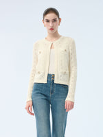 100% Wool Open Knit Women Cardigan GOELIA