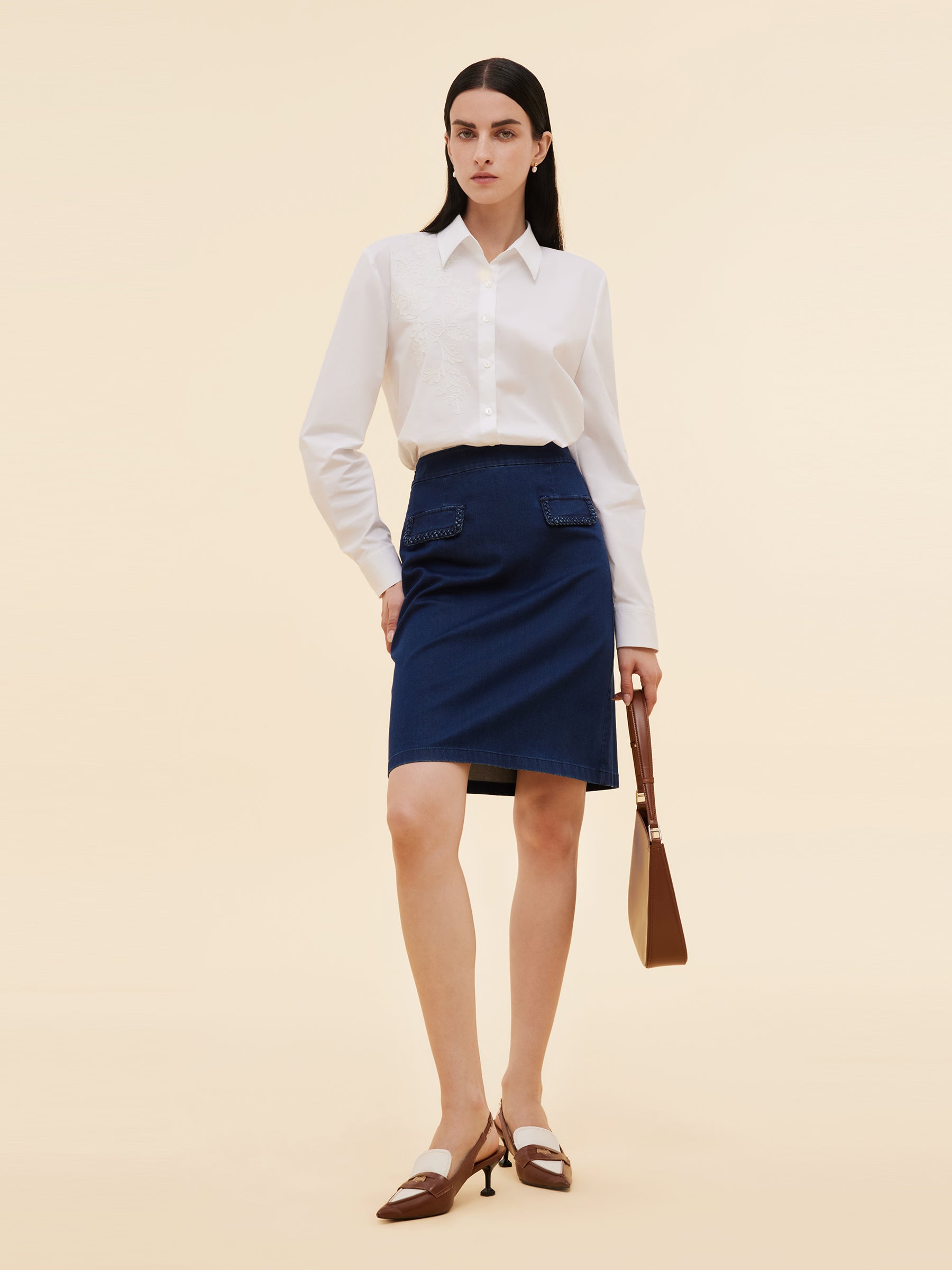 Embroidered Women Long Sleeve Shirt GOELIA