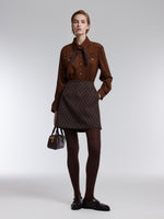 [Preview] Faux Suede Women Shirt With Ribbon GOELIA