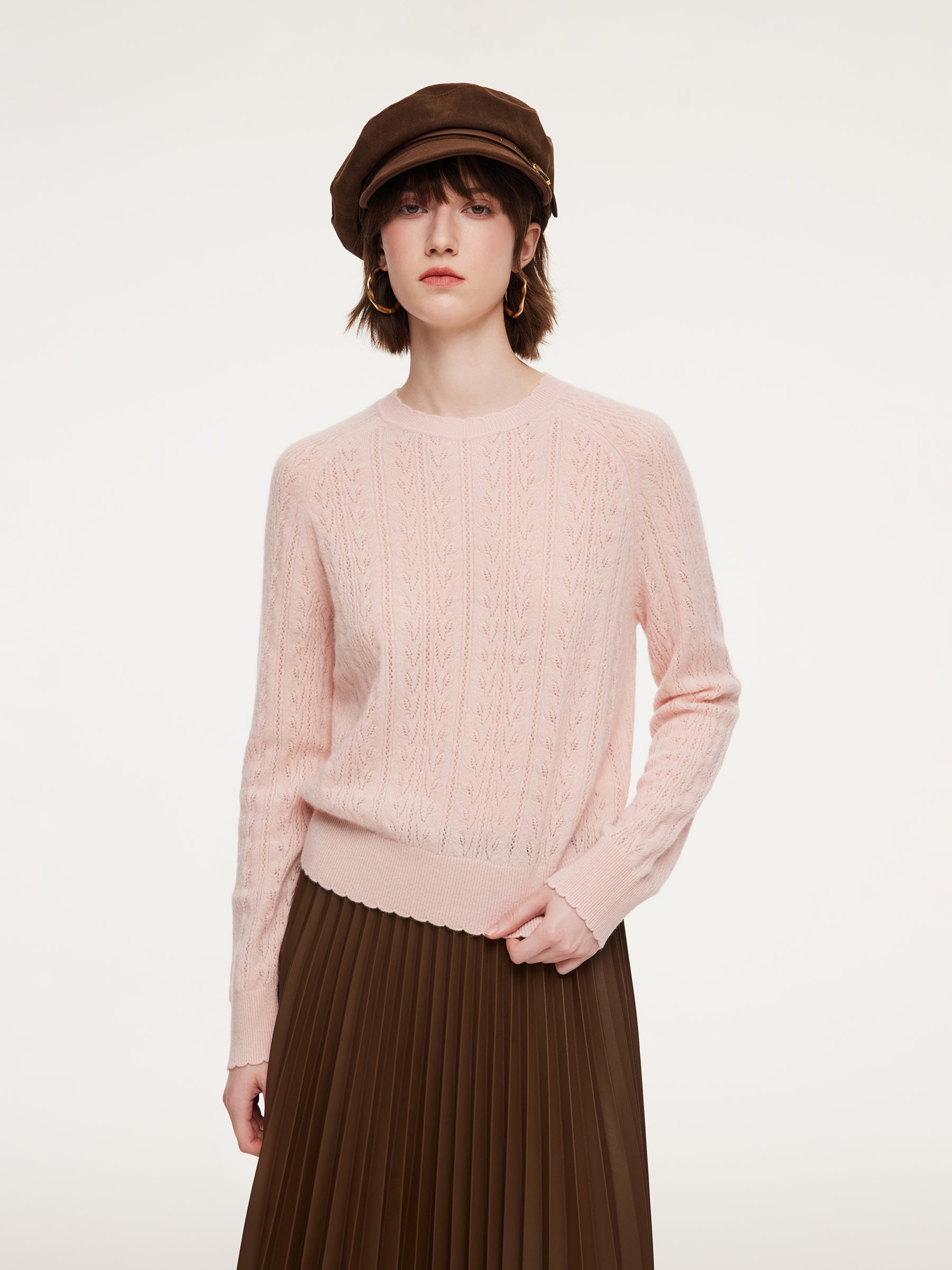 [Preview] 100% Cashmere Textured Women Sweater GOELIA