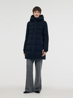 Hooded Goose Down Coat With Knit Cuff GOELIA