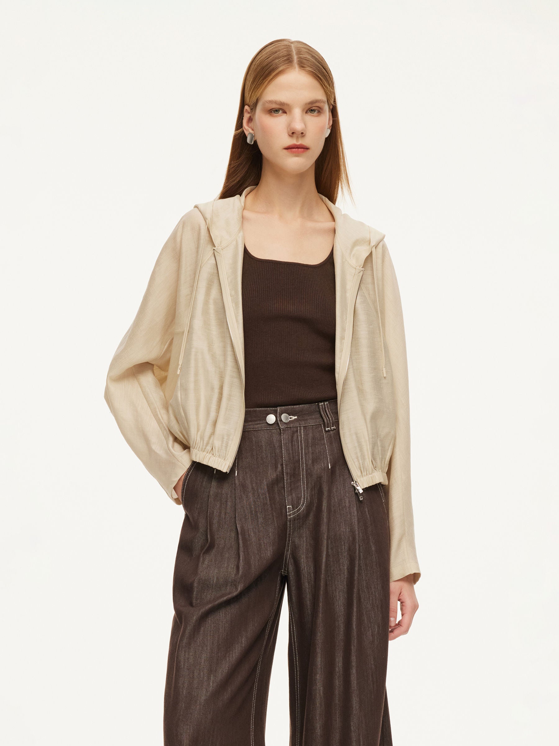 [Preview] Tencel Acetate Linen Blend Women Cropped Jacket GOELIA