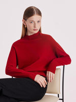 Pure Wool Mock Neck Women Sweater GOELIA