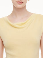 Tencel Mulberry Silk Cowl Neck Women Cap Sleeve Knit Top GOELIA