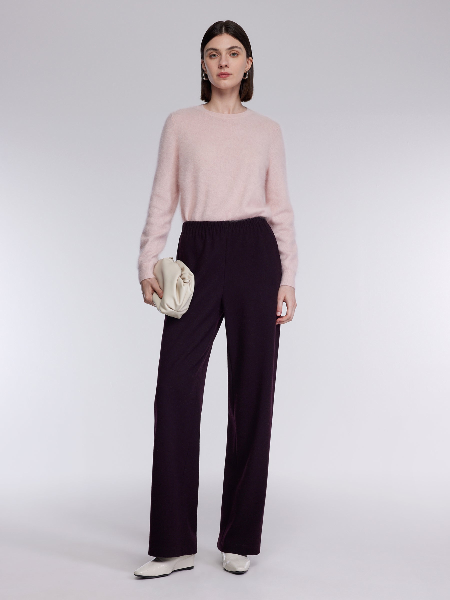 [Preview] Elastic Waist Straight Leg Women Knit Pants GOELIA
