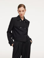 100% Worsted Wool Women Trench Jacket GOELIA