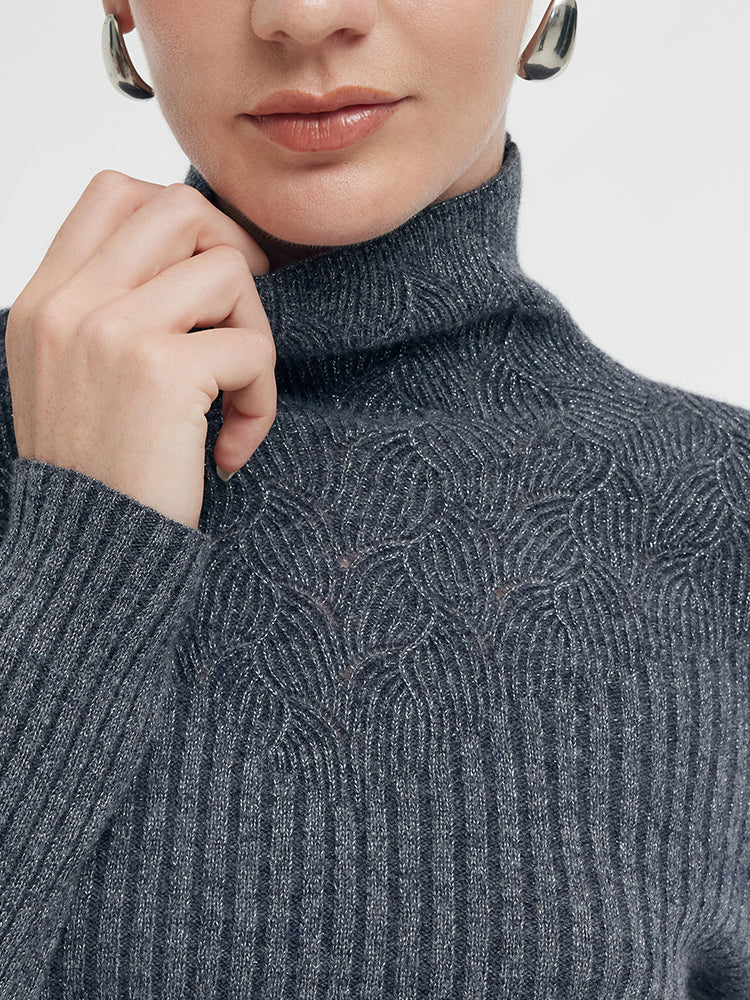 Machine Washable Wool Turtleneck Women Sweater GOELIA