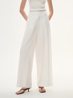 Tencel Acetate Linen Blend Women Straight Leg Pants GOELIA