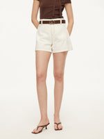 100% Cotton Denim Women Slim Fit Shorts With Belt GOELIA