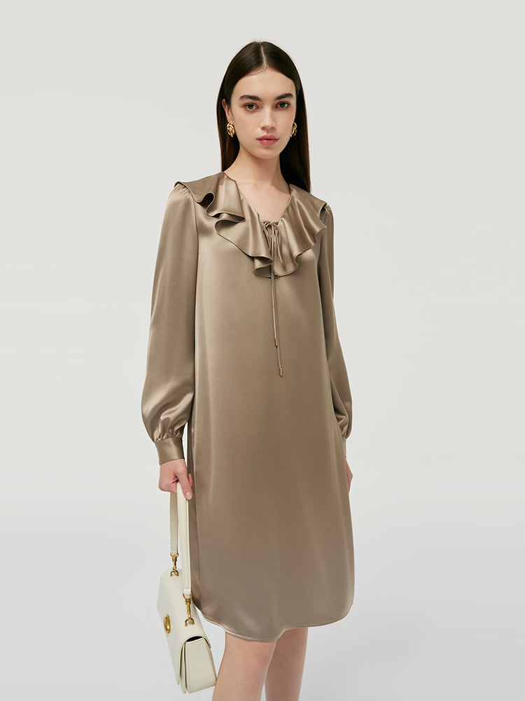 Loose Ruffle Neck Women Midi Dress GOELIA