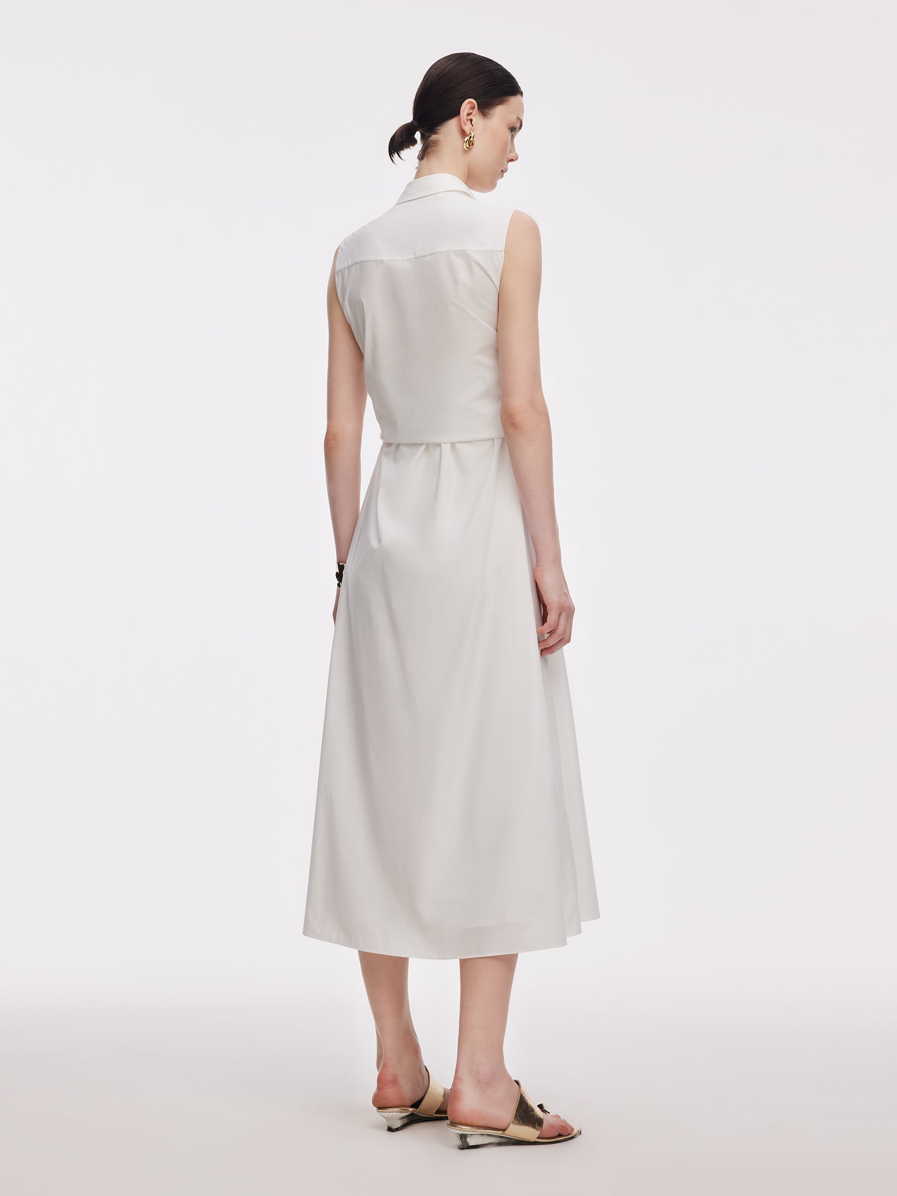 100% Cotton Tie Front Women Sleeveless Maxi Shirt Dress – GOELIA