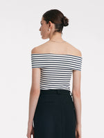 Off Shoulder Striped Slim Top GOELIA