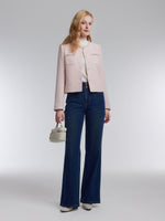 [Preview] Tweed Beaded Neck Women Cropped Jacket GOELIA
