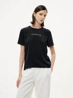 22MM Mulberry Silk Tencel Blend Women Letter Print T-Shirt GOELIA