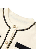 Tencel Blend Contrast Trim Women Cardigan GOELIA