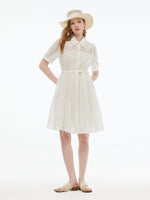 Tencel Blend Women Tiered Mini Dress With Ribbon GOELIA