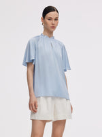 22MM Mulberry Silk Women Ruffle Sleeve Blouse GOELIA