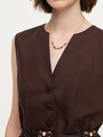 Linen Blend X-Line V-Neck Women Vest GOELIA