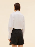 Bow Tie Front Balloon Sleeve Women Loose Shirt GOELIA
