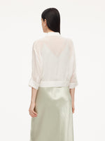 10MM Mulberry Silk Tie Front Women Sheer Shirt GOELIA