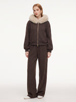 Zip-Up Jacket And Pants Two-Piece Set With Detachable Faux Fur Collar GOELIA