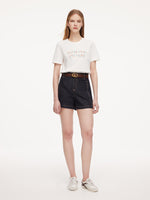 [Preview] 100% Cotton Denim Slimming Seamed Women Shorts With Belt GOELIA