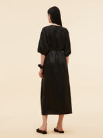 19MM Xiang Yun Silk Jacquard Women Self-Tie Belt Maxi Dress GOELIA