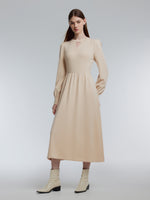 [Preview] Lyocell Wool Blend A-Line Women Belted Maxi Dress GOELIA