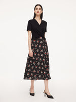 16MM Mulberry Silk Acetate Blend Patchwork Women Side Slit Maxi Dress GOELIA