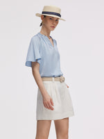 22MM Mulberry Silk Women Ruffle Sleeve Blouse GOELIA