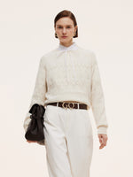 100% Wool Jacquard Women Sweater GOELIA