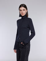 [Preview] 100% Wool Convertible Neck Women Cardigan GOELIA