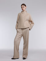 [Preview] Cashmere Wool Blend Asymmetrical Collar Women Short Coat GOELIA