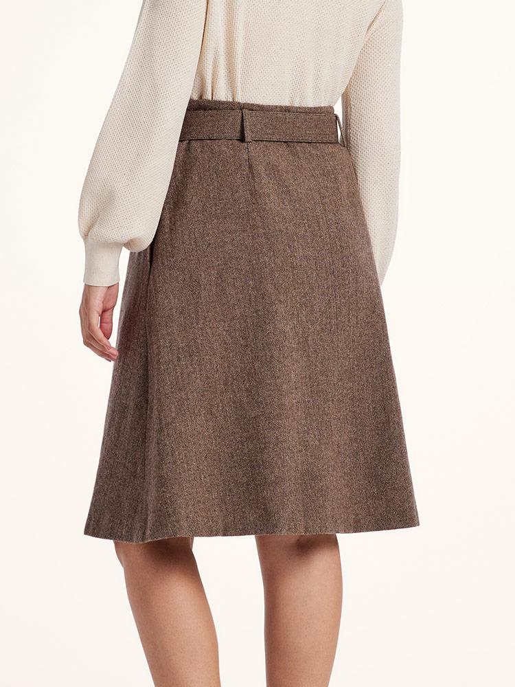 Knee-Length Washable Woolen Skirt GOELIA