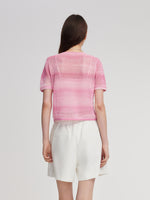 Gradient Openwork Knit Top And Knit Camisole Two-Piece Set GOELIA
