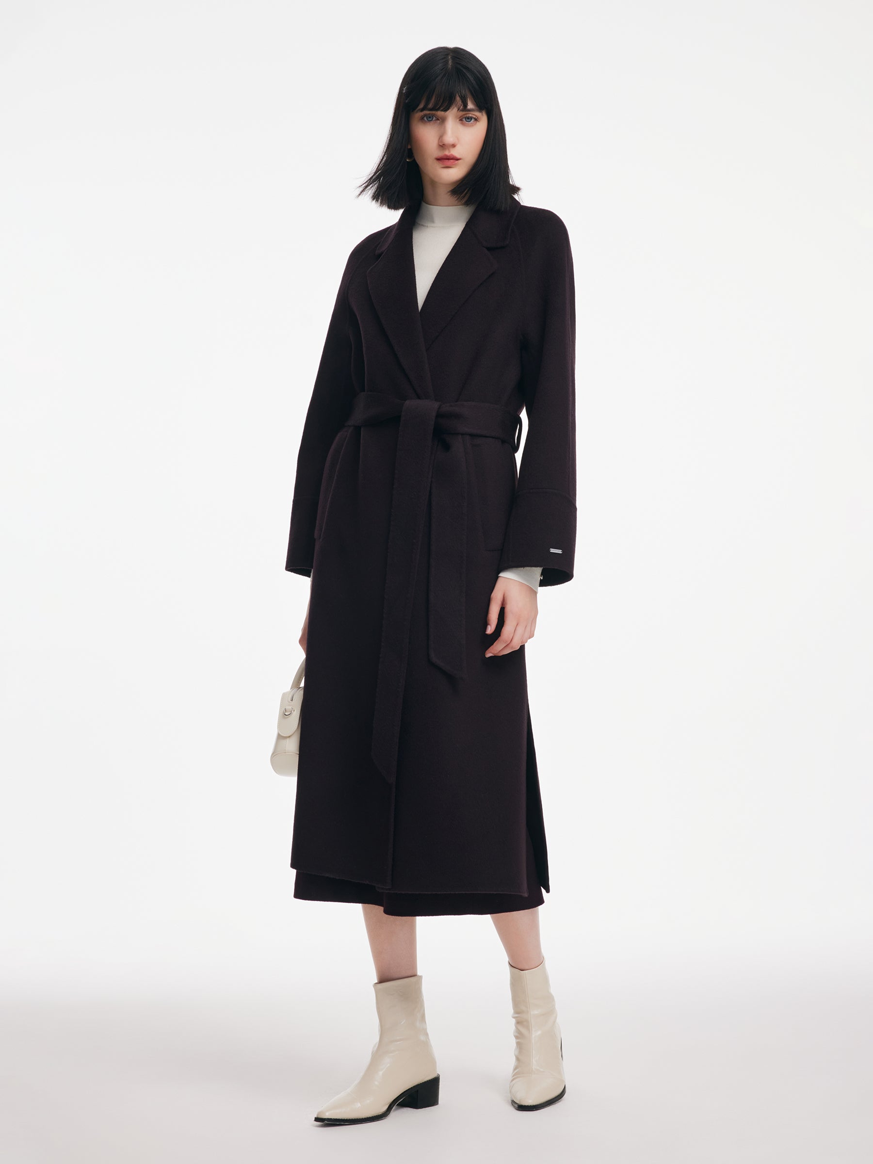 [Preview] Alpaca Wool Blend Double-Faced Women Wrap Overcoat GOELIA