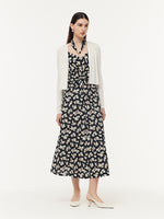 100% Cotton Strap Maxi Dress And Lyocell Cardigan Two-Piece Set GOELIA