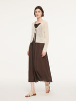 100% Cotton Openwork Tie Front Women Cardigan GOELIA