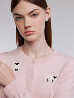 Textured Sheep Embroidered Women Cardigan GOELIA