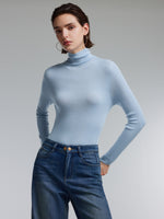 [Preview] 100% Wool Turtleneck Women Seamless Knit Top GOELIA