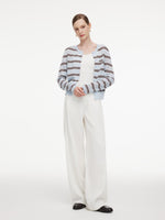 Navy Combo Stripe Women Cardigan GOELIA