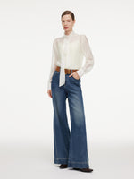 Ribbon Neck Women Shirt With Knit Camisole GOELIA