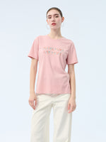 [Preview] Cotton Beaded Letter Women T-Shirt GOELIA