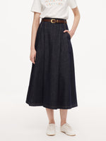 100% Cotton Denim Women Culottes With Belt GOELIA