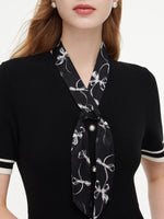 Lyocell Blend Women Knit Midi Dress With Detachable Silky Scarf GOELIA
