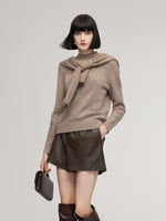 Wool Jacquard Mock Neck Women Sweater GOELIA