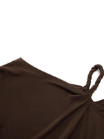 Tencel Blend Stretch One-Shoulder Women Knit Top GOELIA