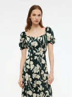 19MM Mulberry Silk Women Floral Print Maxi Dress GOELIA