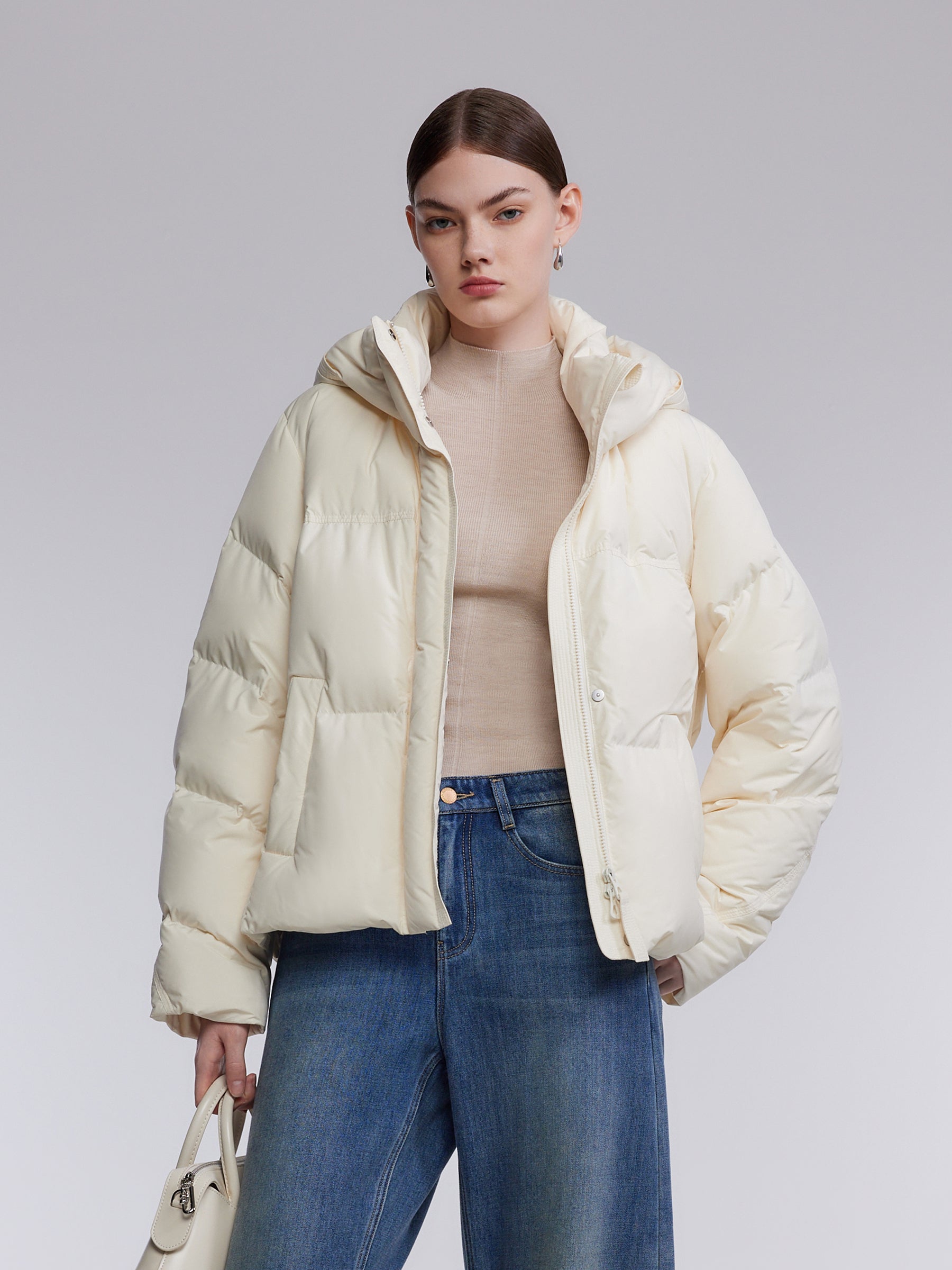 [Preview] Hooded Goose Down Cropped Jacket GOELIA
